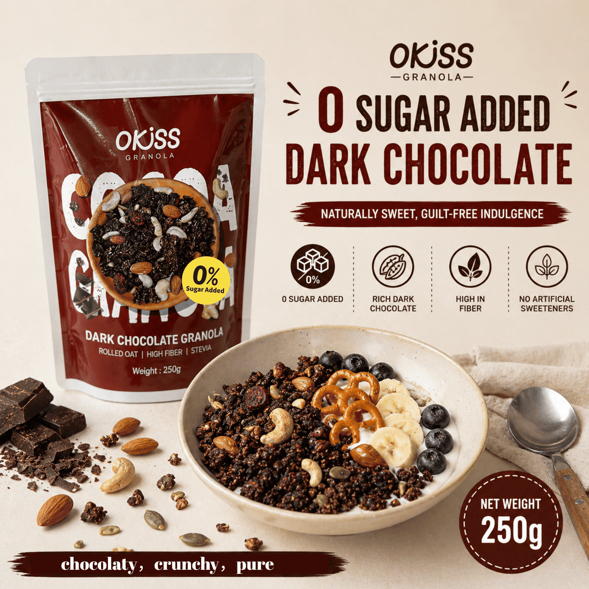 [ZERO sugar added] Dark Chocolate Granola